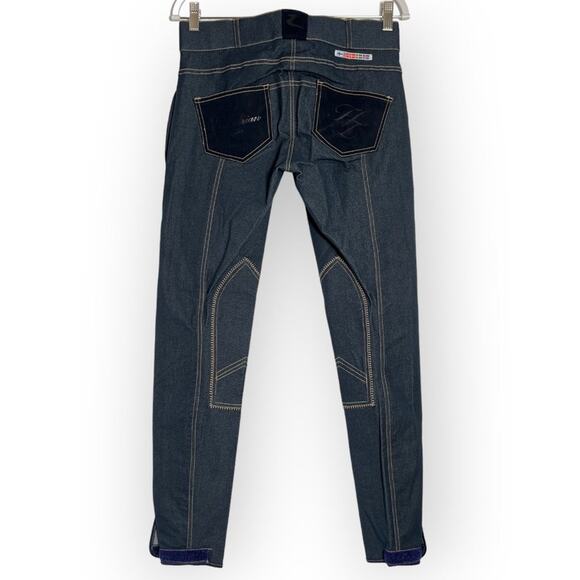 NWT HorZe Denim Breeches Royal Equus Selfpatch SIZE S Blue Stretch Suede - Picture 3 of 15